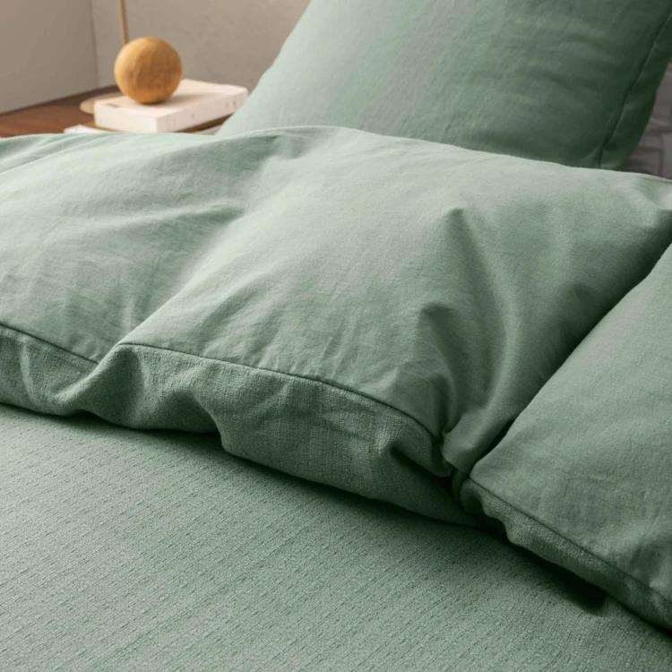 Parure de lit 3 pièces en coton tissage épais housse + taies