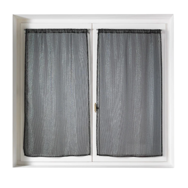 Par de visillos para ventanas con efecto de malla y hilos de lurex