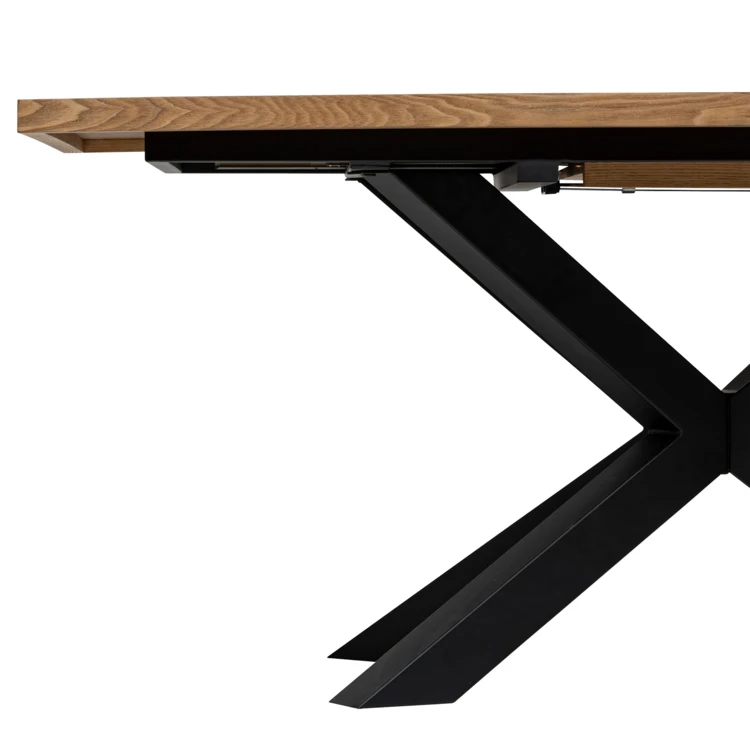 Table à manger extensible aspect bois avec piètement croisé