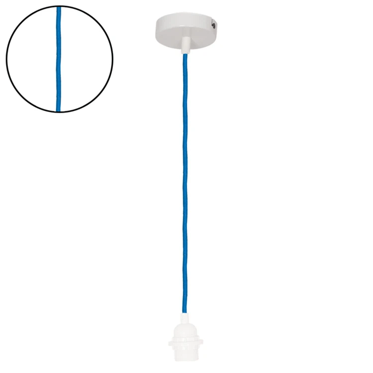 Suspension avec douille blanche et câble tissé