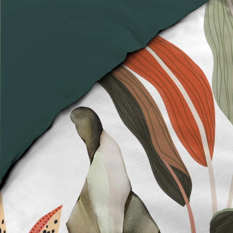 Conjunto de cama de 3 peças, 100 % algodão, com estampado tropical: capa de edredão + fronhas