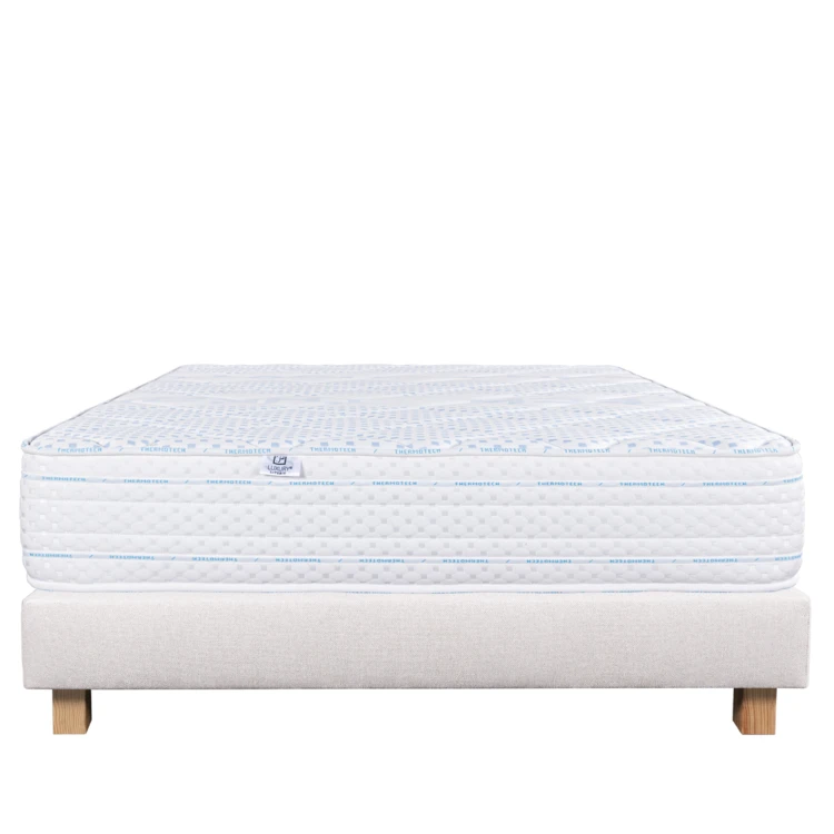Ensemble matelas mémoire de forme 24 cm avec  sommier beige