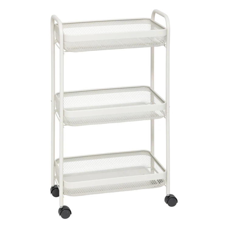 Carrito de almacenamiento de metal de 3 niveles con ruedas
