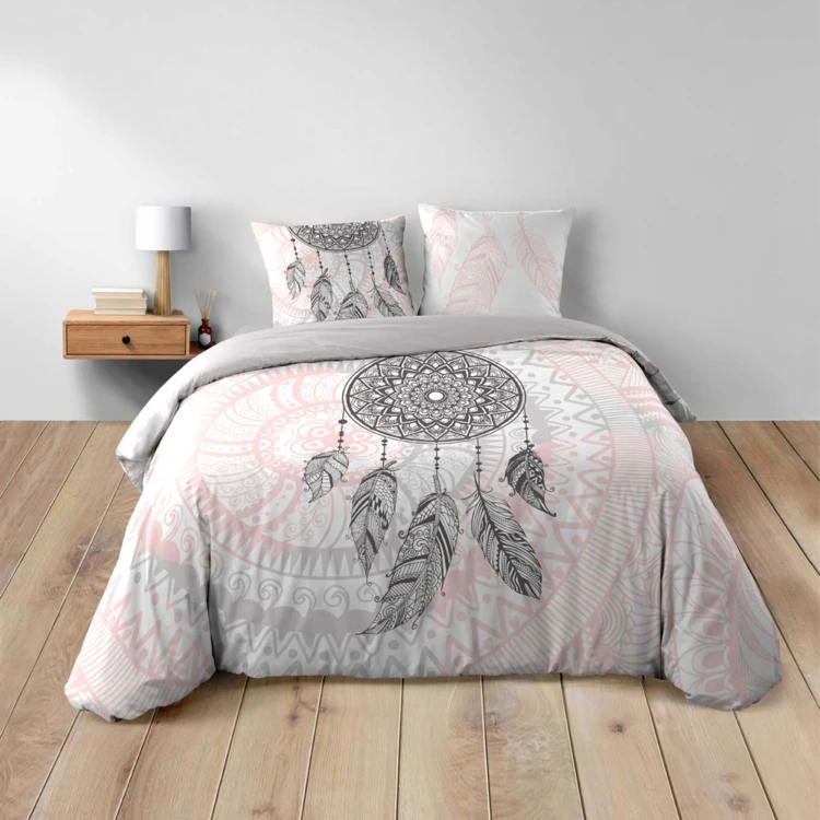 Parure de lit 3 pièces coton motif attrape-rêves housse + taies
