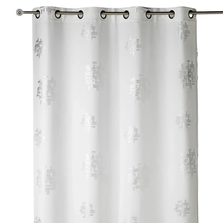 Cortina de shantung com estampado prateado