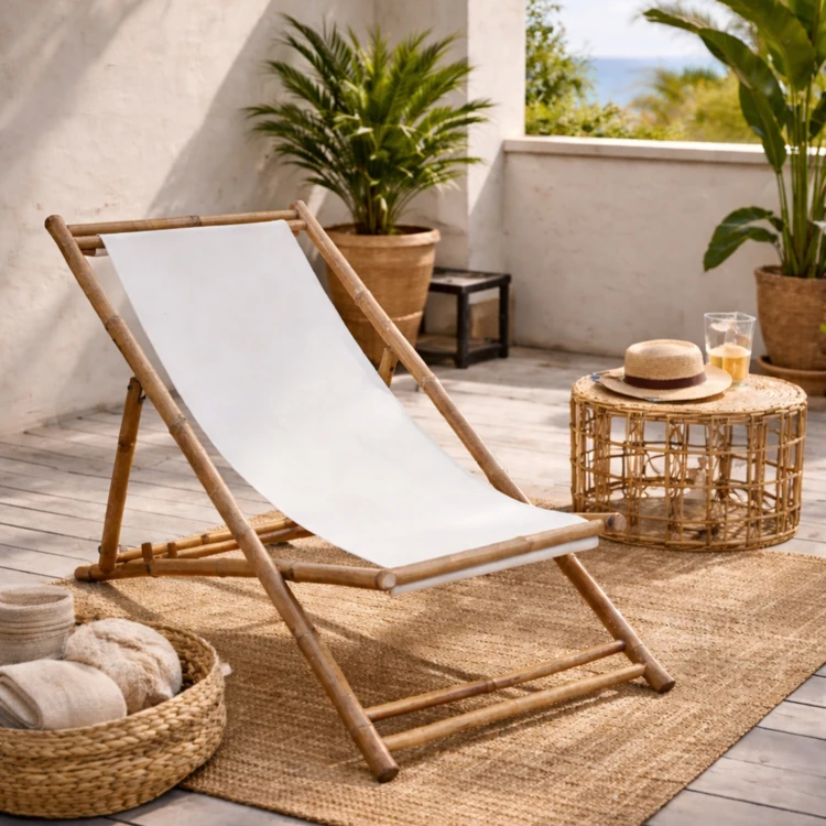 Chaise de terrasse en bambou et toile