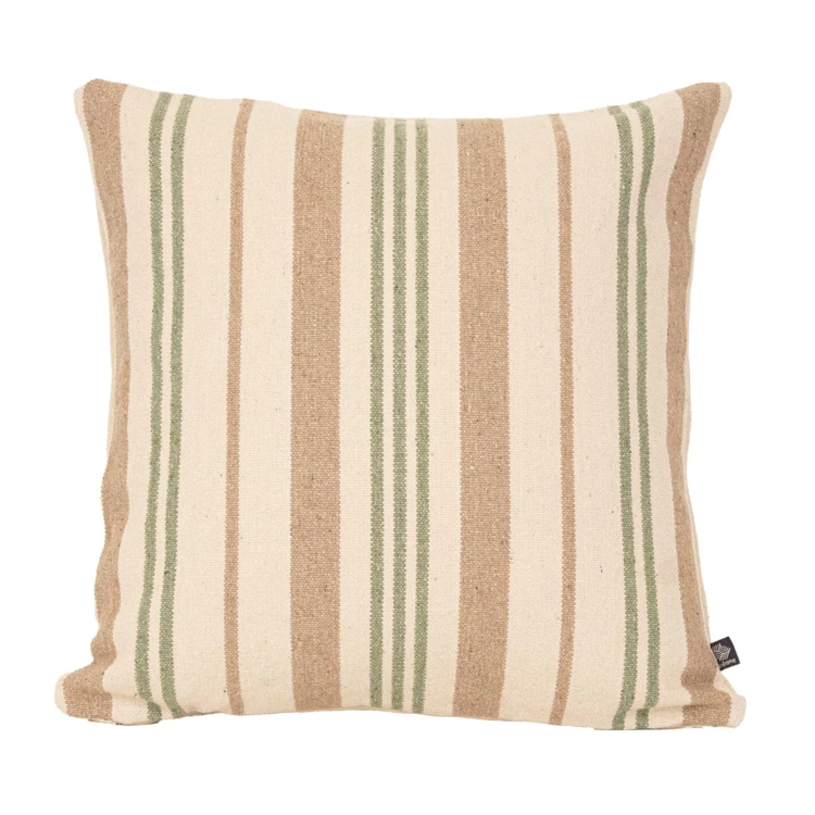 Coussin décoratif matelassé à rayures en toile canevas