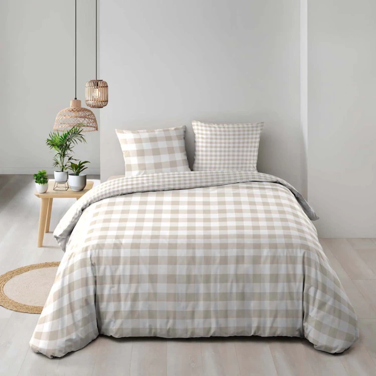 Juego de cama de 3 piezas de algodón a cuadros funda + fundas de almohada