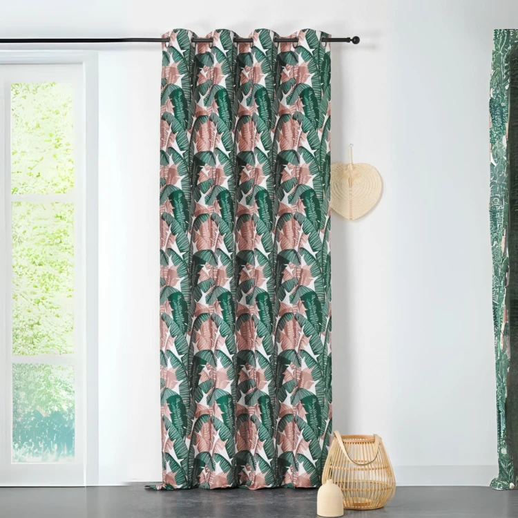 Cortina con estampado de plátanos