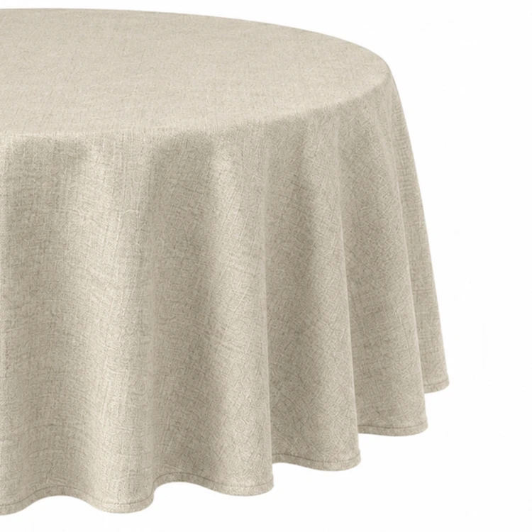 Nappe ronde en polycoton enduit anti-tache unie