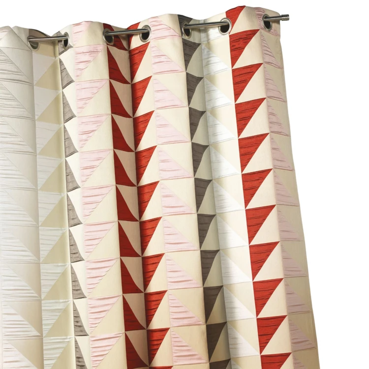 Cortina jacquard opaca com estampados triangulares