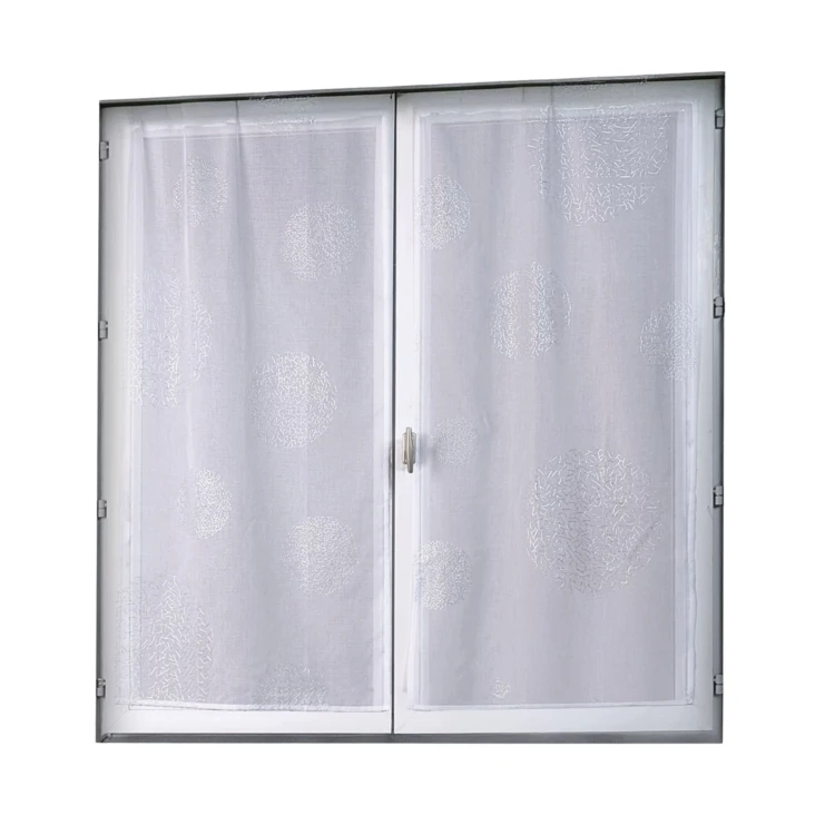 Paire de petits voilages motif argent