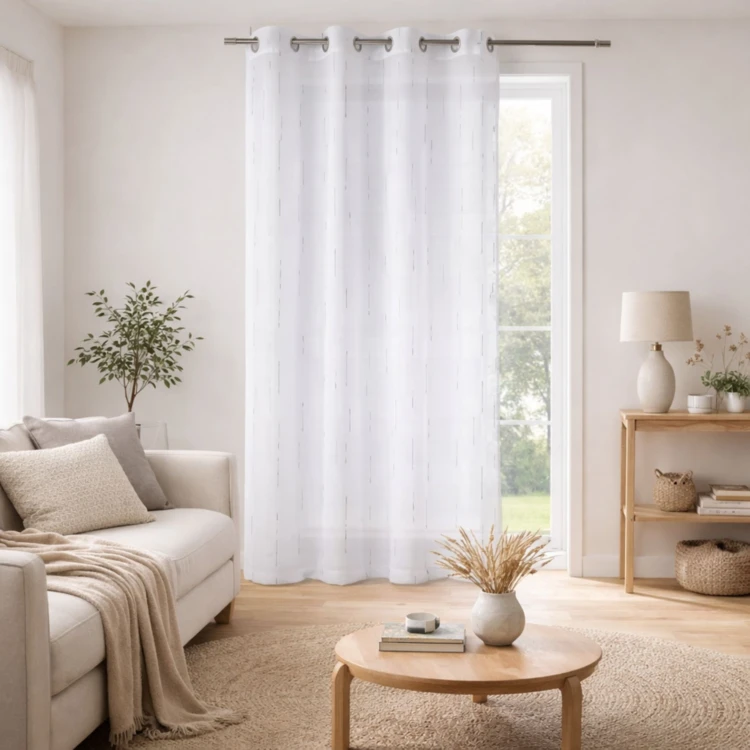 Visillo en estameña jacquard estampado fantasía
