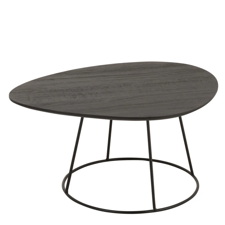 Mesa de centro ovalada de madera y metal J-Line