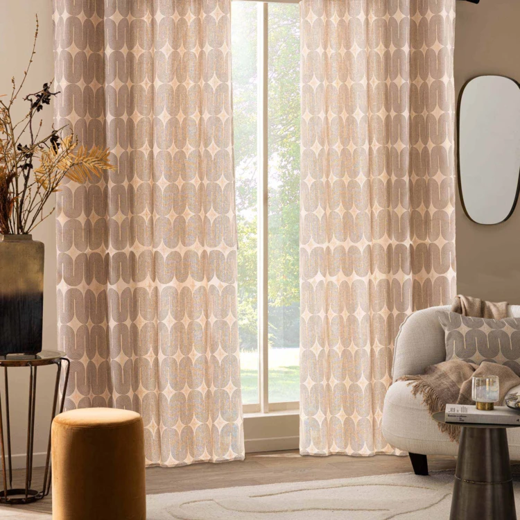 Ösenvorhang aus Polycotton mit Metallic-Muster