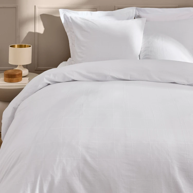 Juego de cama de algodón lavado con estampado de cuadros jacquard