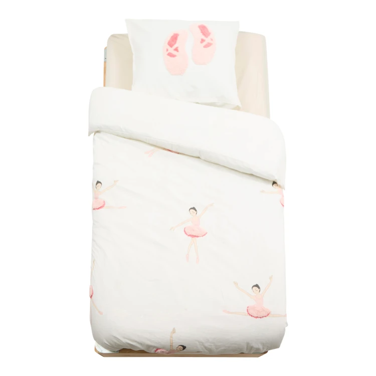 Parure de lit enfant 2 pièces coton tufté ballerine housse + taie