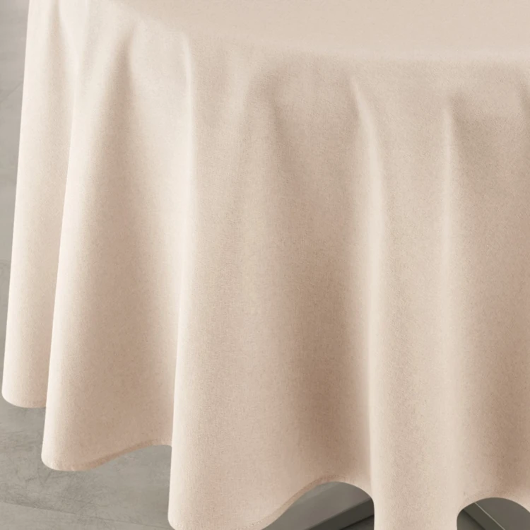 Mantel impermeable antimanchas efecto lino para mesa redonda