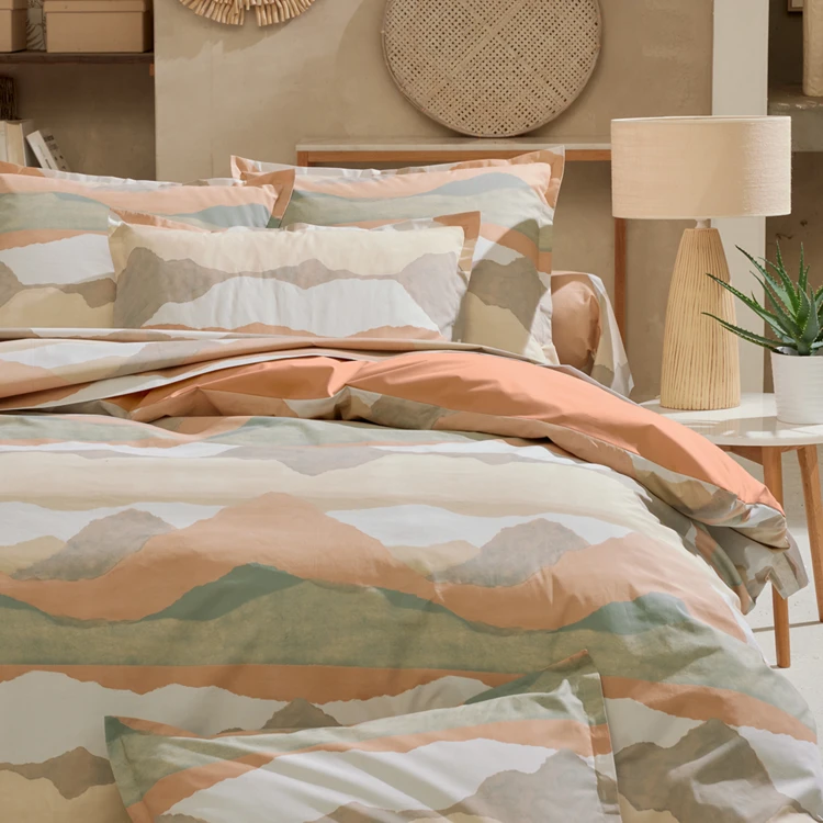 Taie d’oreiller percale de coton paysage abstrait