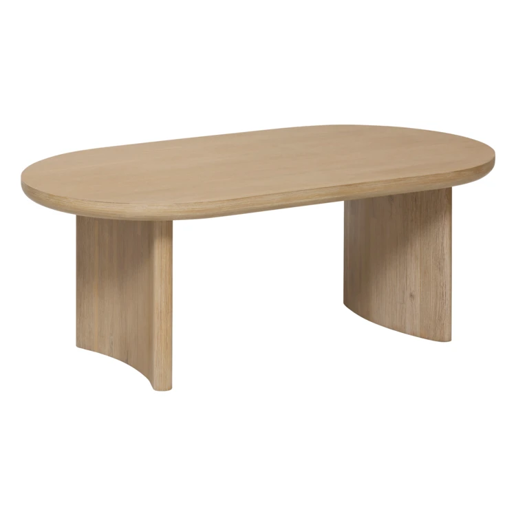 Table basse aspect bois avec plateau ovale
