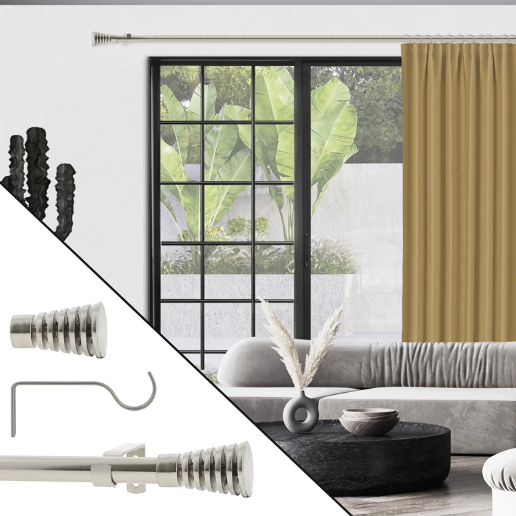 Kit de tringle extensible en métal avec embouts cannelés D19/16 mm