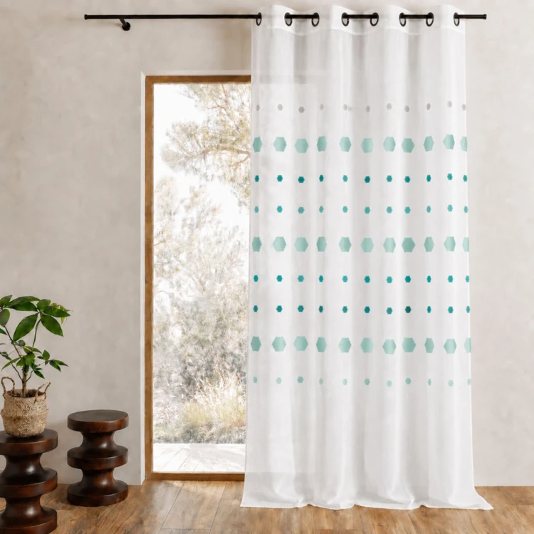 Visillos jacquard con estampado hexagonal