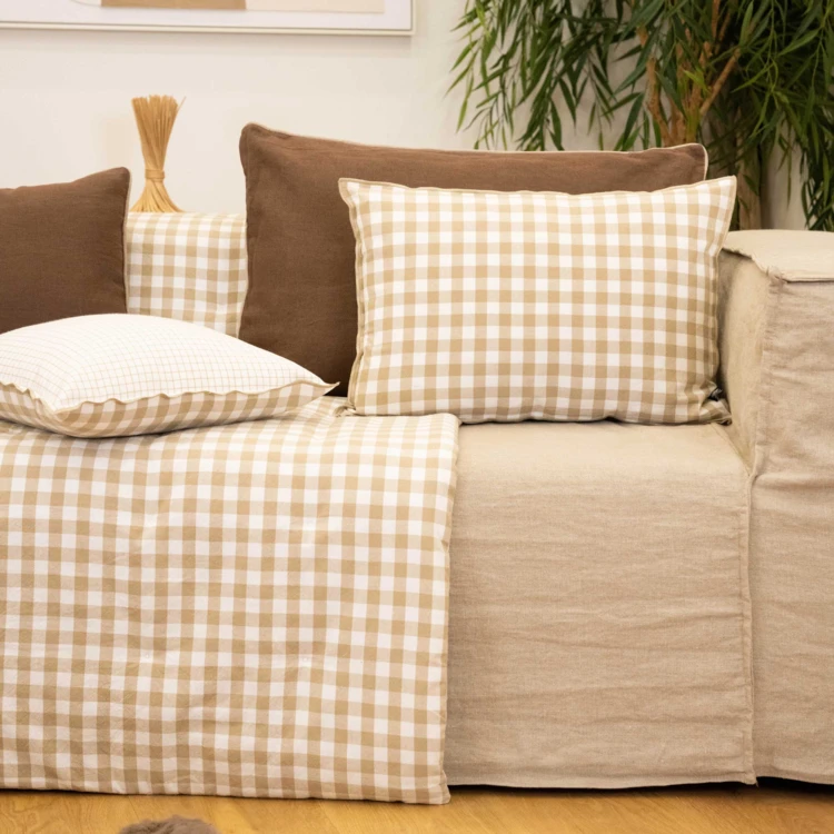 Édredon motif vichy en coton
