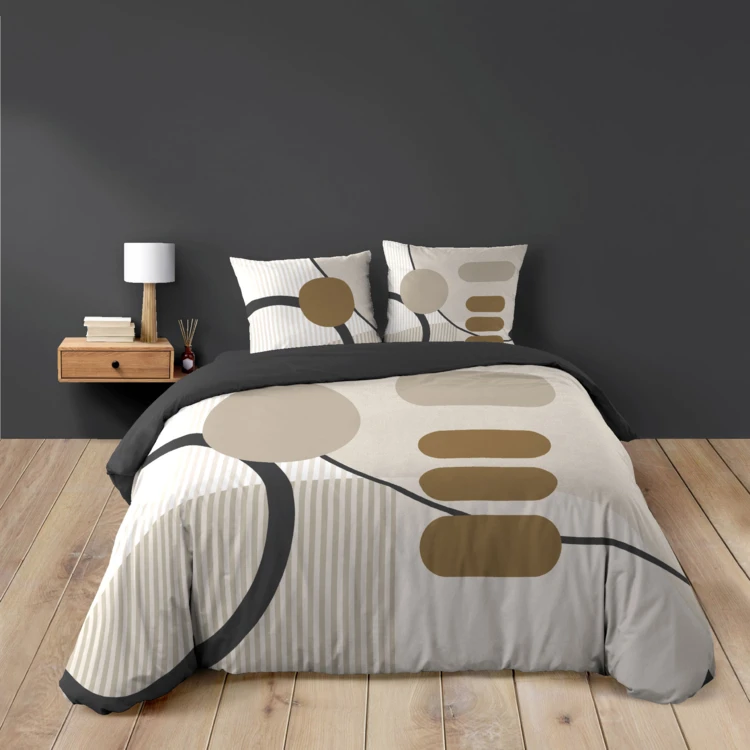 Juego de cama geométrico de algodón estampado por las dos caras