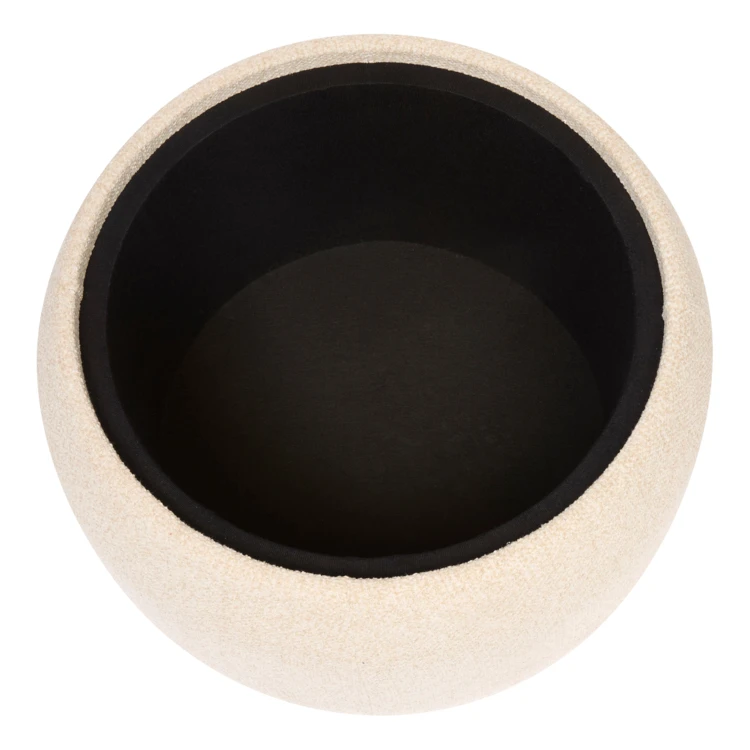 Pouf coffre rond en bois bouclette