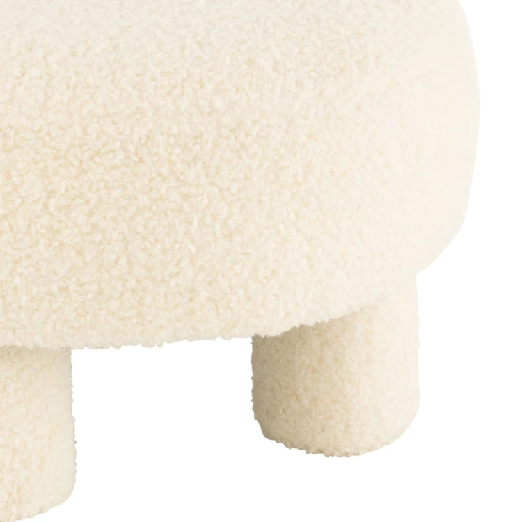 Pouf rond avec dossier en tissu bouclette