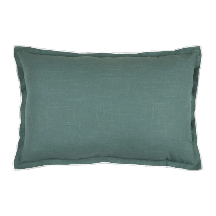 Coussin coton volant plat feston noir