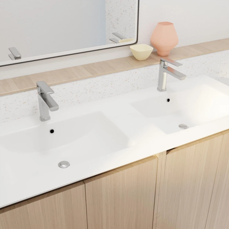 Meuble de salle de bains double vasque avec 4 portes