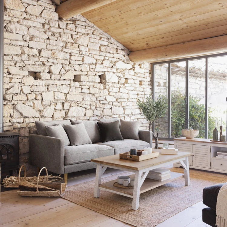 Table basse aspect bois rectangulaire