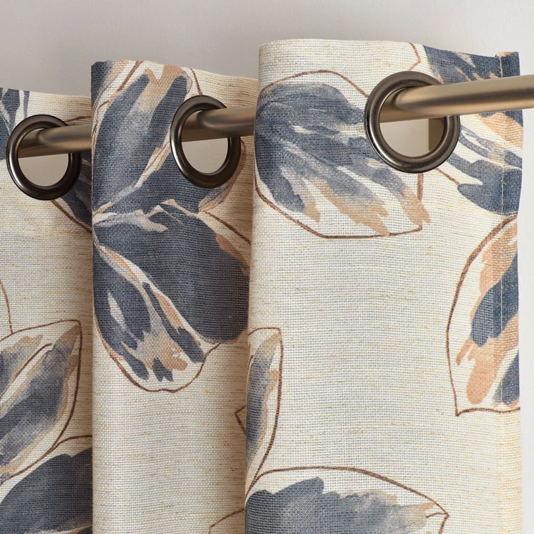 Vorhang aus Poly-Leinen mit aquarellfarbenem Blumenmuster