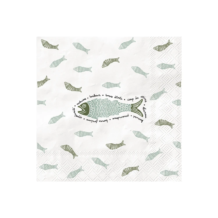 Lot de 20 serviettes en papier motif poisson