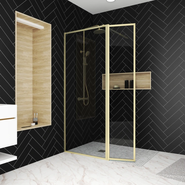 Paroi de douche à l’italienne avec volet pivotant en verre trempé 5 mm