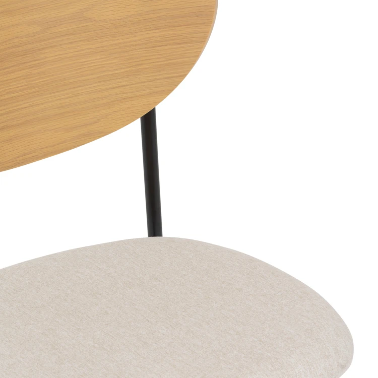 Lot de 2 chaises avec dossier bois et pieds métal