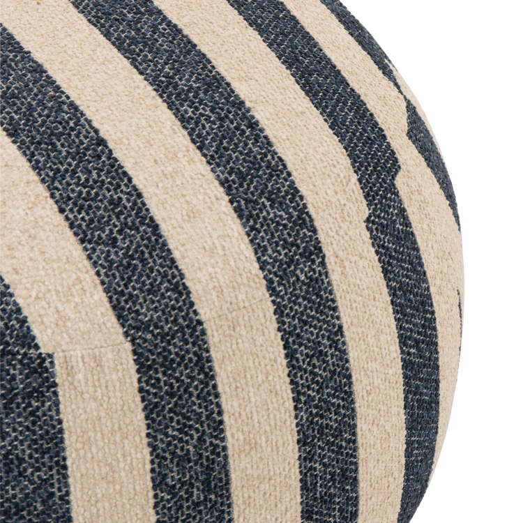 Pouf rond en tissu rayé