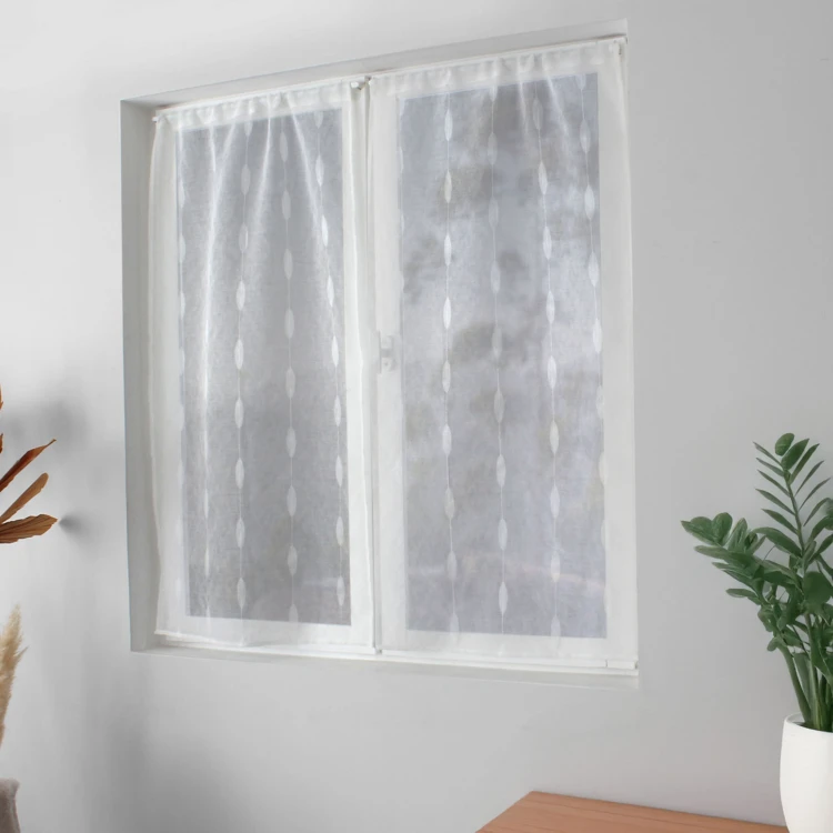 Par de visillos pequeños de jacquard con diseño ovalado