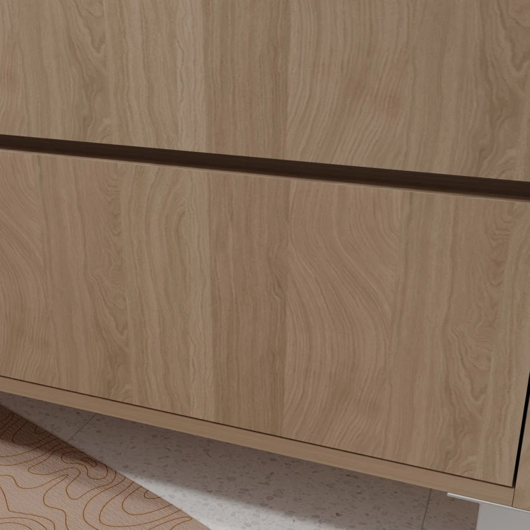 Mobile bagno con piedini, 3 cassetti e lavabo in ceramica