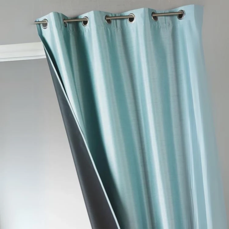 Cortina lisa de shantung, 100% opaca, com 3 camadas