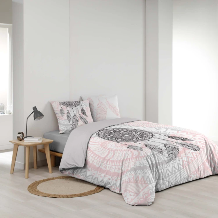 Parure de lit 3 pièces coton motif attrape-rêves housse + taies