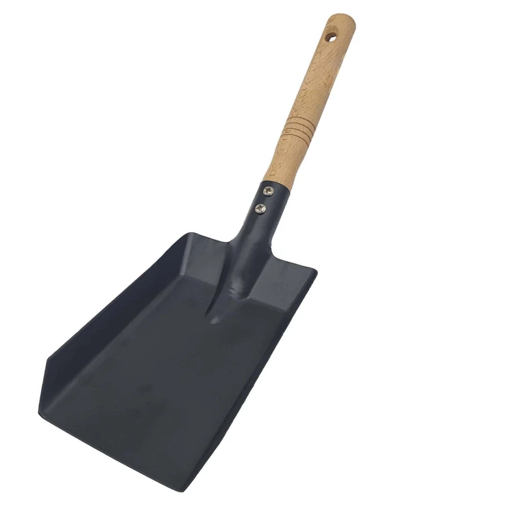 Pala para chimenea de acero con mango de madera