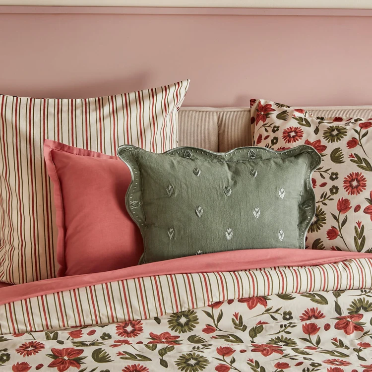 Juego de cama de 3 piezas reversible, de algodón de 57 hilos, con estampado floral