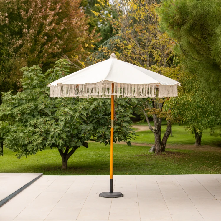 Parasol macramé en polycoton avec toile occultante