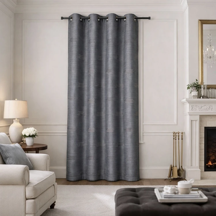 Tenda jacquard con forme geometriche e occhielli