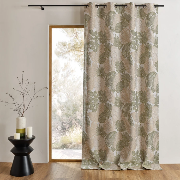 Jacquard-Vorhang aus Poly-Baumwolle mit Blättermuster