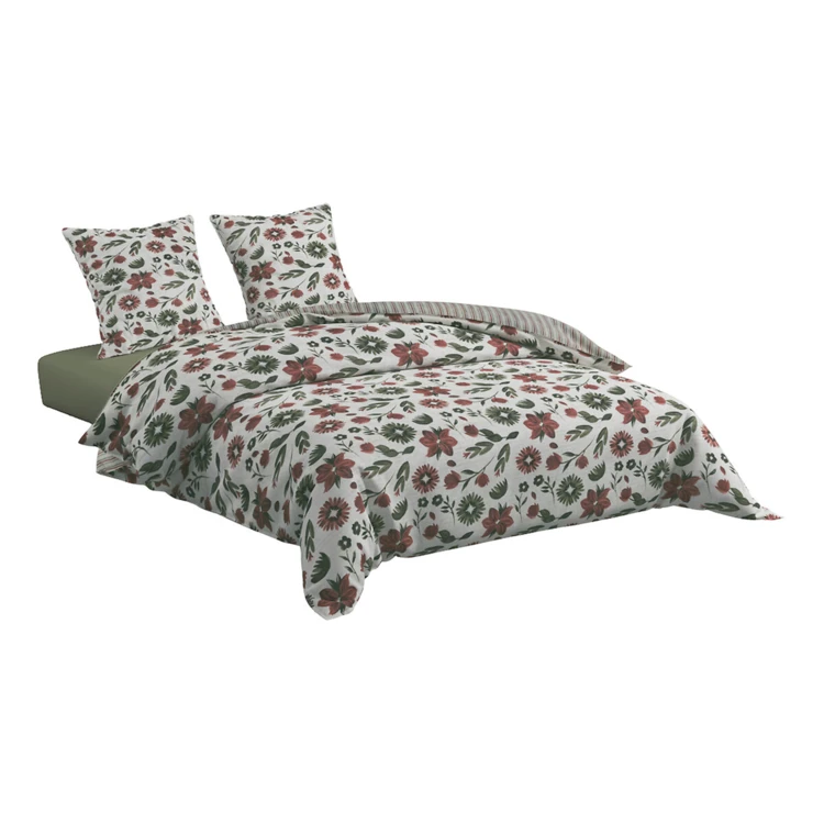 Juego de cama de 3 piezas reversible, de algodón de 57 hilos, con estampado floral