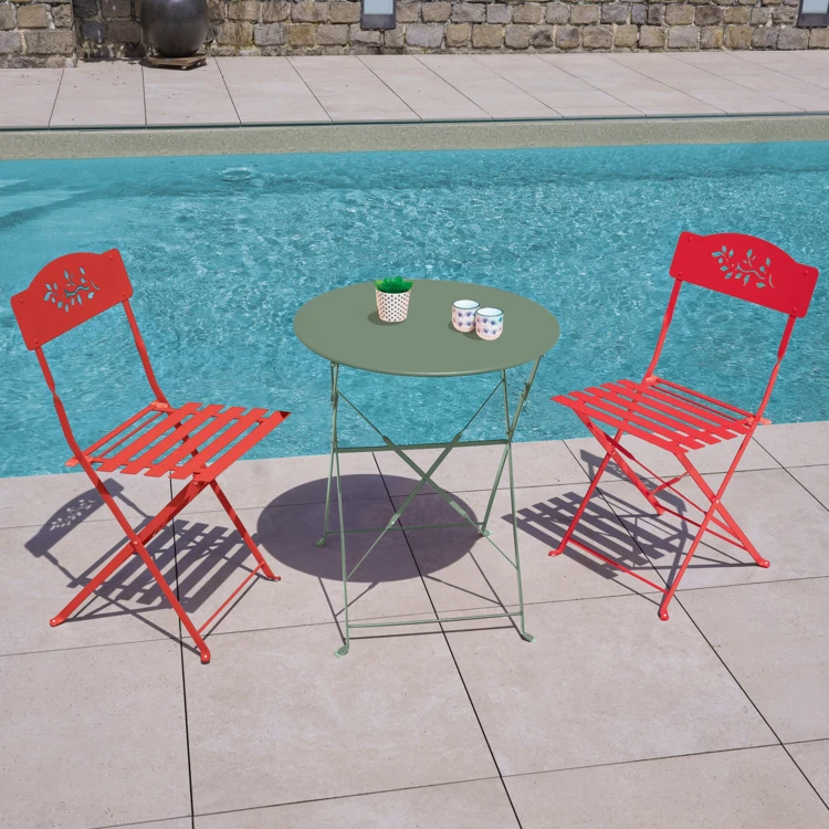 Table de jardin pliante en acier ronde