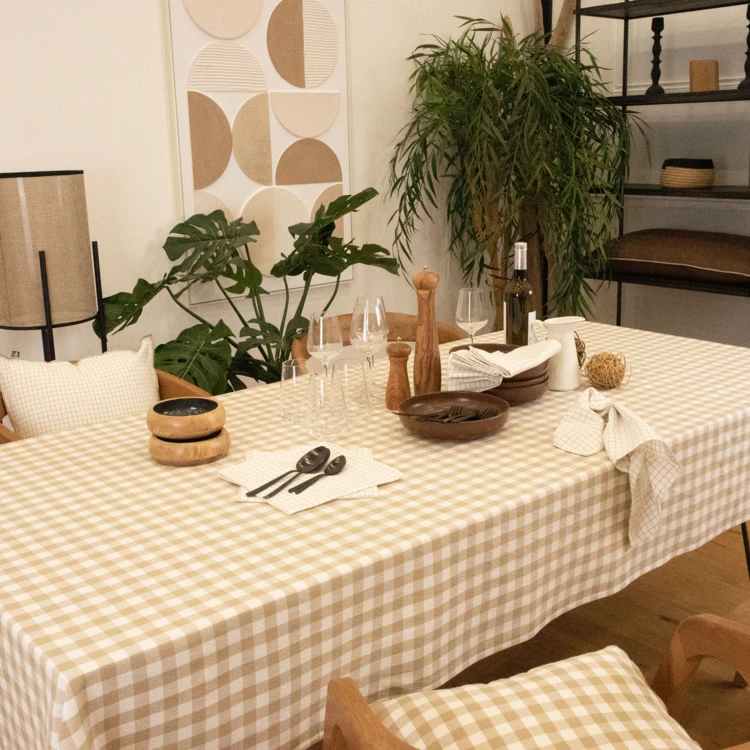 Toalha de mesa retangular em Vichy 100% algodão
